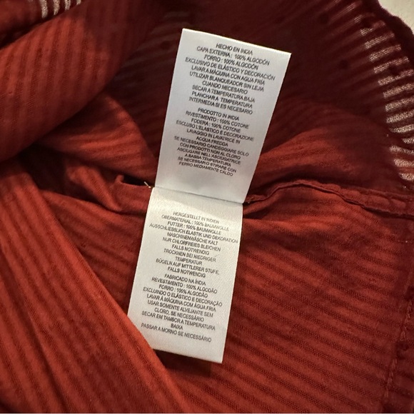 NWT Joie Josea Striped Fil Coupe Cotton Jacquard Top in Russet Brown, Size L - Picture 11 of 11